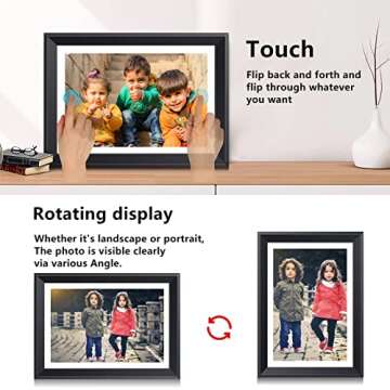 WOZIFAN Digital Photo Frame 10.1 Inch WiFi Smart Digital Picture Frame with 16GB Memory, 1280 * 800 HD Screen, Share Photos and Videos Instantly via Email or App, Auto-Rotate, Gifts for Dad - Black