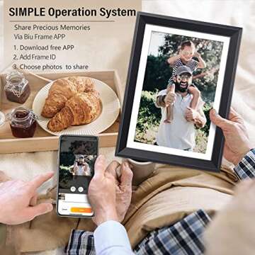 WOZIFAN Digital Photo Frame 10.1 Inch WiFi Smart Digital Picture Frame with 16GB Memory, 1280 * 800 HD Screen, Share Photos and Videos Instantly via Email or App, Auto-Rotate, Gifts for Dad - Black