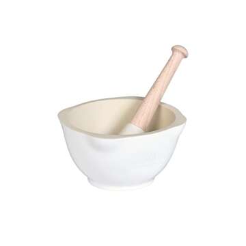 Emile Henry Made In France Mortar and Pestle, Flour White