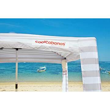 CoolCabana Beach Shade Tent - Easy Setup, UPF 50+ Protection, Large & Medium Sizes, Compact & Wind Resistant - Beach Cabana for The Whole Family - Beige Stripes, Medium