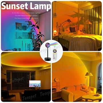 Tacopet Sunset Lamp Projector Sunset Night Light Sunset Projection Lamps Christmas Sunset Light with Remote Mood Lighting Rainbow Sunlight lamp Led Colorful Changing for Home Bedroom