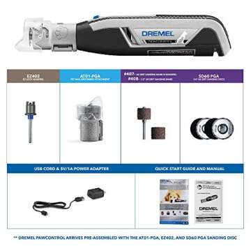 Dremel PawControl 7760-PGK Dog Nail Grinder and Trimmer - Cordless & Rechargeable Pet Grooming Tool Kit - Safe and Humane for Dogs, Cats, and Small Animals