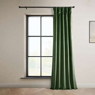 HPD Half Price Drapes Heritage Plush Velvet Curtains 84 Inches Long Room Darkening Curtains for Bedroom & Living Room 50W x 84L, (1 Panel), Eden Green