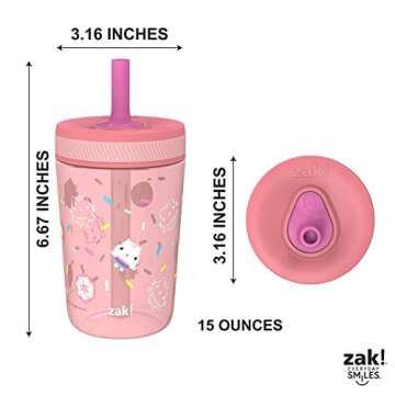 Zak Designs Gabby's Dollhouse Kelso Toddler Cups For Travel or At Home, 15oz 2-Pack Durable Plastic Sippy Cups With Leak-Proof Design is Perfect For Kids (Cakey Cat, Mercat)