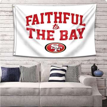 JCLOCK 49ers Faithful To The Bay Flag 3x5ft San Francisco Outdoor Indoor Banner with Grommetsr for Garage Man Cave Wall Decoration Sports Fan Flag