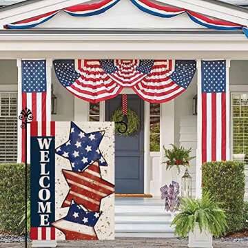 4th of July Garden Flag Stars Patriotic Striped Double Sided Welcome Fourth of July Independence Day Memorial Day Flags Outdoor Yard Decoration 12.5 x 18 Inch