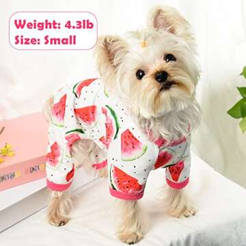 Dog Pajamas for Small Dogs Girl Boy Summer Dog Clothes Puppy Shirt Pjs Soft Doggie Onesie for Yorkie Chihuahua Teacup Cute Pattern Pet Cat Outfits Apparel Clothing