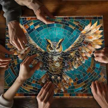 Owl Stained Glass 1000 Piece Puzzle for Adults