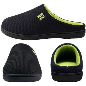 RockDove Men's Original Two-Tone Memory Foam Slipper, Size 9-10 US Men, Black/Lime