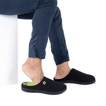 RockDove Men's Original Two-Tone Memory Foam Slipper, Size 9-10 US Men, Black/Lime