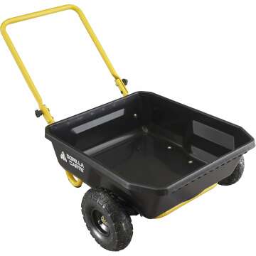 Gorilla Carts GCR-4 Poly Dump Cart, 2-Wheel Garden Wagon with Foldable Handle, 4 cu ft, 300 lb. Capacity, Black/Yellow