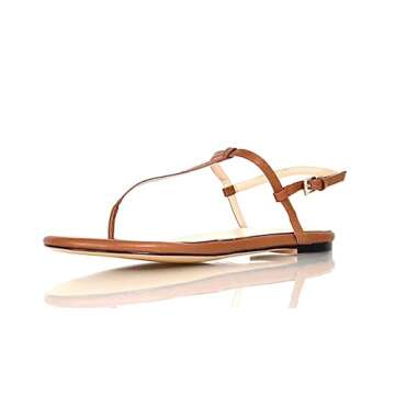 Peculiarity Footwear - Tan Flat-Bottom Thong Sandals - Gaea - Size 14