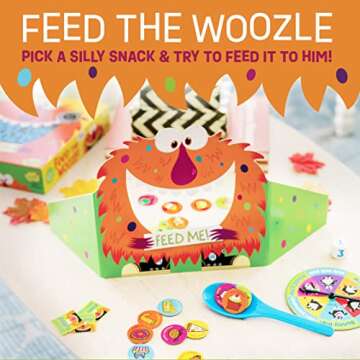 Peaceable Kingdom Feed The Woozle Cooperative Game for 2 to 5 Kids Ages 3+ - Learn Social Skills While Completing Physical Challenges