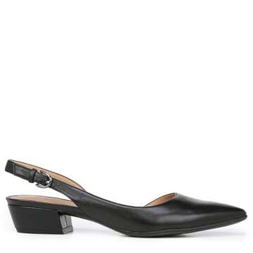 Naturalizer Women's Banks Slingback Pump, Black Leather, 9.5 Wide