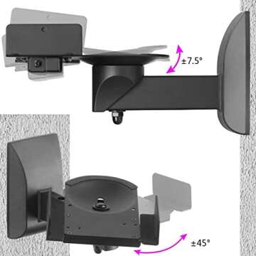 suptek Speaker Wall Mounts, Dual Speaker Stands for Surround Sound Speakers, Universal Speaker Bracket, Tilt Swivel Speaker Shelves Up to 55lbs Black (2 Pack)