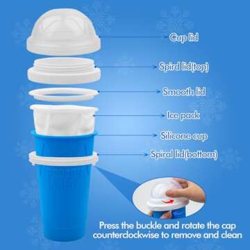 Slushie Maker Cup - DIY Magic Slushy Maker Squeeze Cup, Portable Smoothie Squeeze Cup for Juices, Milk and Ice Cream Make, Double Layer Squeeze Slushy Maker Cup, Birthday Gifts for Friends&Family Blue