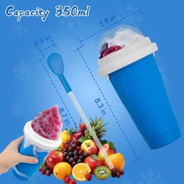 Slushie Maker Cup - DIY Magic Slushy Maker Squeeze Cup, Portable Smoothie Squeeze Cup for Juices, Milk and Ice Cream Make, Double Layer Squeeze Slushy Maker Cup, Birthday Gifts for Friends&Family Blue