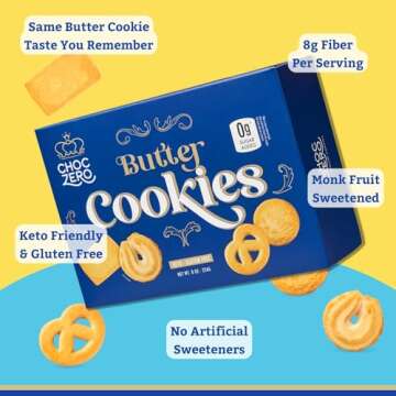 ChocZero Keto Butter Cookies - Sugar Free & Gluten Free Treats, 8oz