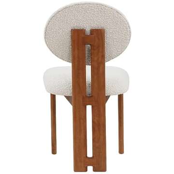 Meridian Furniture 489Cream-C Napa Collection Mid-Century Modern Boucle Fabric Upholstered Dining Chair with Rich Cream Boucle Fabric, Solid Wood, 17.5" W x 20.75" D x 35.75" H, Cream, Set of 2