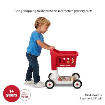 Radio Flyer Scan & Sort Shopping Cart with Lights & Sounds, Baby Walker with Wheels, Red Shopping Cart for Kids Ages 1+