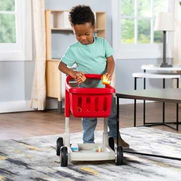 Radio Flyer Scan & Sort Shopping Cart with Lights & Sounds, Baby Walker with Wheels, Red Shopping Cart for Kids Ages 1+