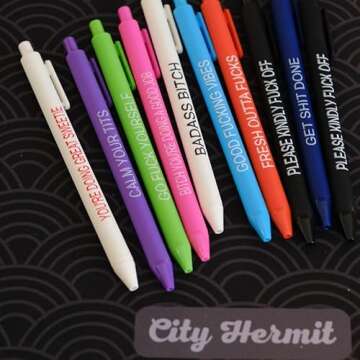 Cityhermit 11Pcs Funny Adult Ballpoint Pen Set, Premium Days of The Week Swear Cuss Word Pens for Office Gifts