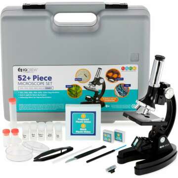 AmScope 120X-1200X Kids Beginner Microscope STEM Kit - Metal Body & LED Light