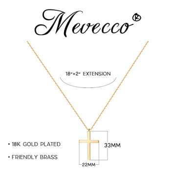 MEVECCO Dainty Gold Cross Necklace for Women,14K Gold Plated Cute Tiny Faith/Crucifix Religious Delicate Minimalist Necklace