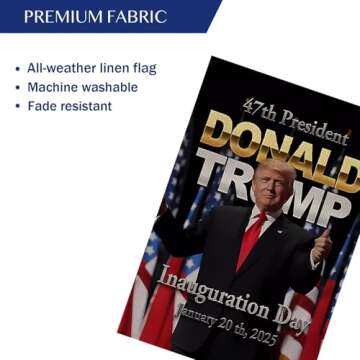 WENWELL Donald Trump 2025 Inauguration Day Garden Flag,47th America President,12 x 18 Inch,Double-Sided Outdoor House Decor