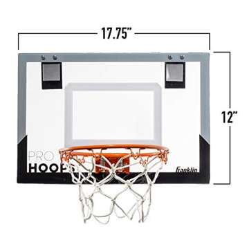 Franklin Sports 54132X Over The Door Mini Basketball Hoop - Slam Dunk Approved - Shatter Resistant - Accessories Included, 17.75" x 12"