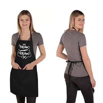 Funny Aprons for Women Men, Novelty Kitchen Cooking Apron with 2 Pockets, Cute Baking Apron for Bakers, Birthday Housewarming Valentines Day Gift for Her Wife Mom Daughter Sister Aunt Grandma