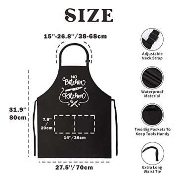 Funny Aprons for Women Men, Novelty Kitchen Cooking Apron with 2 Pockets, Cute Baking Apron for Bakers, Birthday Housewarming Valentines Day Gift for Her Wife Mom Daughter Sister Aunt Grandma