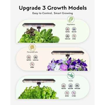 URUQ Hydroponics Growing System Indoor Garden 12 Pods Indoor Gardening System with LED Grow Light Height Adjustable Plants Germination Kit Quiet Smart Pump - Hydroponic Planter Fresh Harvest Black