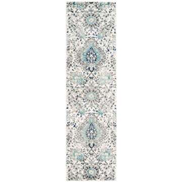 SAFAVIEH Madison Collection Runner Rug - 2'3" x 6', Cream & Light Grey, Boho Chic Glam Paisley Design, Non-Shedding & Easy Care, Ideal for High Traffic Areas in Living Room, Bedroom (MAD600C)