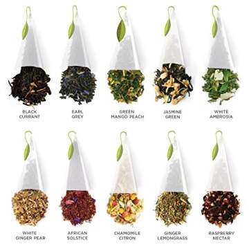 Tea Forte Presentation Box, Tea Sampler Gift Set, Assorted Variety Handcrafted Pyramid Infuser Bags (Asst Tea Tasting), 20 Count (Pack of 1)