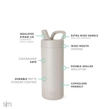 Simple Modern Kids Water Bottle with Straw lid | Insulated Stainless Steel Thermos | Reusable Water Bottles for Girls, School & Sports | Leak Proof & BPA Free | Mesa Collection | 16oz, Almond Birch