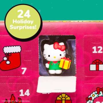 Hello Kitty and Friends Holiday Advent Calendar - 24 Exclusive Items - Seasonal Toys for Kids - Officially Licensed Sanrio Product from Jazwares - Ages 6+