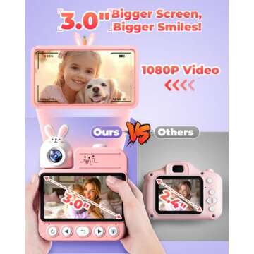 Kids Camera Instant Print Toys, Christmas Birthday Gifts for Girls Boys, 3.0” Autofocus Kids Digital Camera Toddler Camera for 3 4 5 6 7 8 9 10 11 12 Year Old Girl Boy with 32GB TF Card (Pink)