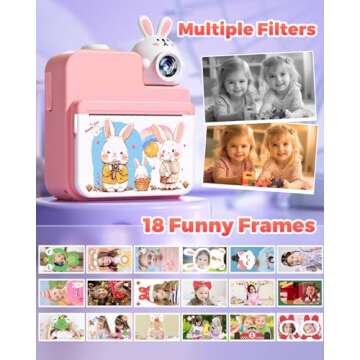 Kids Camera Instant Print Toys, Christmas Birthday Gifts for Girls Boys, 3.0” Autofocus Kids Digital Camera Toddler Camera for 3 4 5 6 7 8 9 10 11 12 Year Old Girl Boy with 32GB TF Card (Pink)