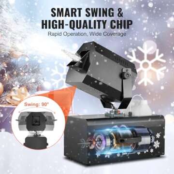 VEVOR Snow Machine, High Output 70㎡ Wide Coverage 2000W Snow Maker Machine with 2 Remotes Control, 90° Shaking Head Jet Foam Machine Snow Spraying Machine for Christmas Parties Wedding Stage Effect