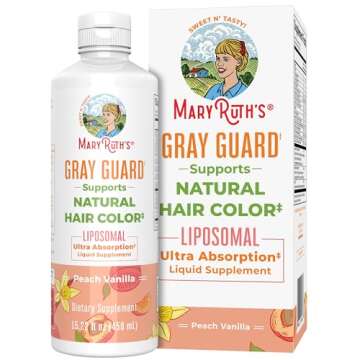 MaryRuth Organics Gray Guard Liposomal Liquid Supplement and Women's Liquid Multivitamins Hair Growth, Natural Hair Color Support, Hair & Skin Health, Immune Support, and Overall Health, 2-Pack