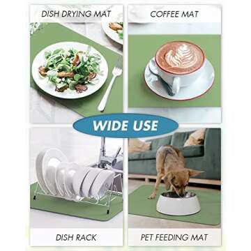 AMOAMI-Coffee Mat Hide Stain Rubber Backed Absorbent Dish Drying Mat for Kitchen Counter-Coffee Bar Accessories Fit Under Coffee Maker Coffee Machine Coffee Pot Espresso Machine Dish Rack