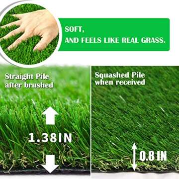 ZGR Artificial Garden Grass 28" x 40" Premium Lawn Turf, Realistic Fake Grass, Synthetic Turf, Thick Pet Turf, Fake Faux Grass Rug with Drainage Holes Indoor/Outdoor Landscape Customized Available