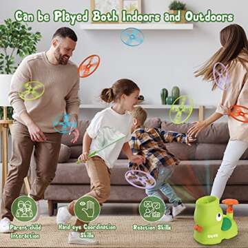 OUTOGO Outdoor Toys for Kids Ages 4-8, Outside Elephant Flying Disc Launcher, Spinner Catch Yard Games for Kids Ages 8-12, Christmas Birthday Gifts for 3 4 5 6 7 8 9 10 11 Year Old Boys Toddlers