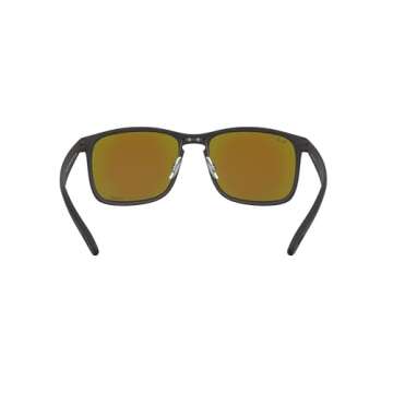 Ray-Ban Men's RB4264 Chromance Square Sunglasses, Matte Black/Polarized Green Mirrored Blue, 58 mm + 0