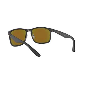 Ray-Ban Men's RB4264 Chromance Square Sunglasses, Matte Black/Polarized Green Mirrored Blue, 58 mm + 0