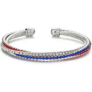 4th of July Sparkly Rhinestone USA Flag Bracelet for All