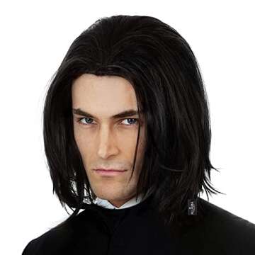 ALLAURA Assassin Wick Wig Hitman Wig Black Keanu Wig 90s Mens Costume | Hitman Black Wig Vincent Vega Wig Hairstyle Can Tie into Ponytail | Farquaad Wig Fit for Vincent Vega Costume | Vampire Wig Men