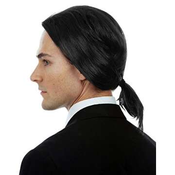 ALLAURA Assassin Wick Wig Hitman Wig Black Keanu Wig 90s Mens Costume | Hitman Black Wig Vincent Vega Wig Hairstyle Can Tie into Ponytail | Farquaad Wig Fit for Vincent Vega Costume | Vampire Wig Men