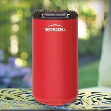 Thermacell Patio Shield Mosquito Repeller, Red; Highly Effective Mosquito Repellent for Patio; No Candles or Flames, DEET-Free, Scent-Free, Bug Spray Alternative; Includes 12-Hour Refill